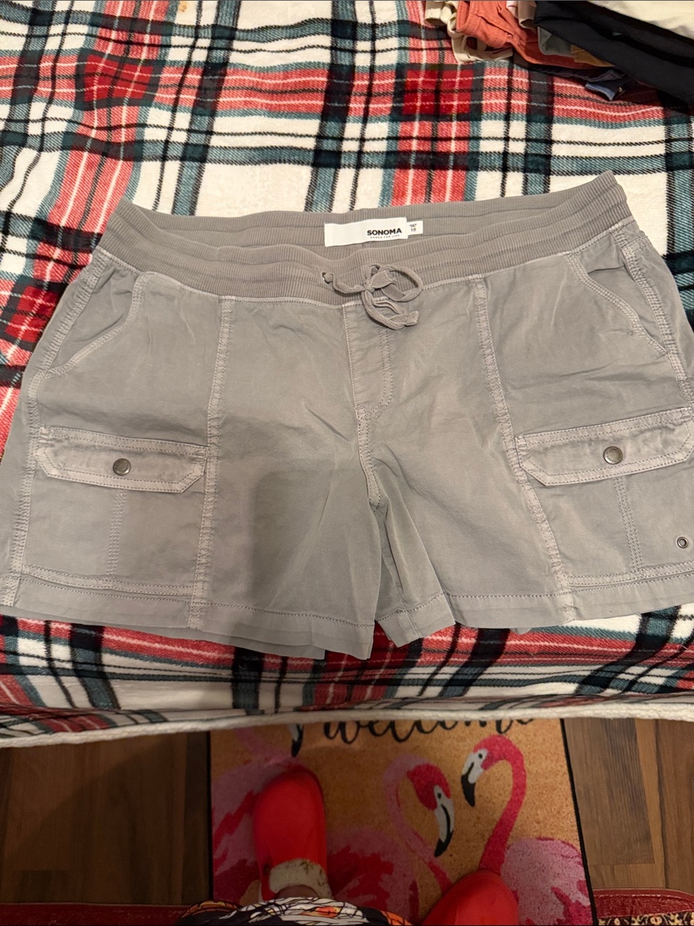 Sonoma Light Gray Cargo Drawstring Shorts